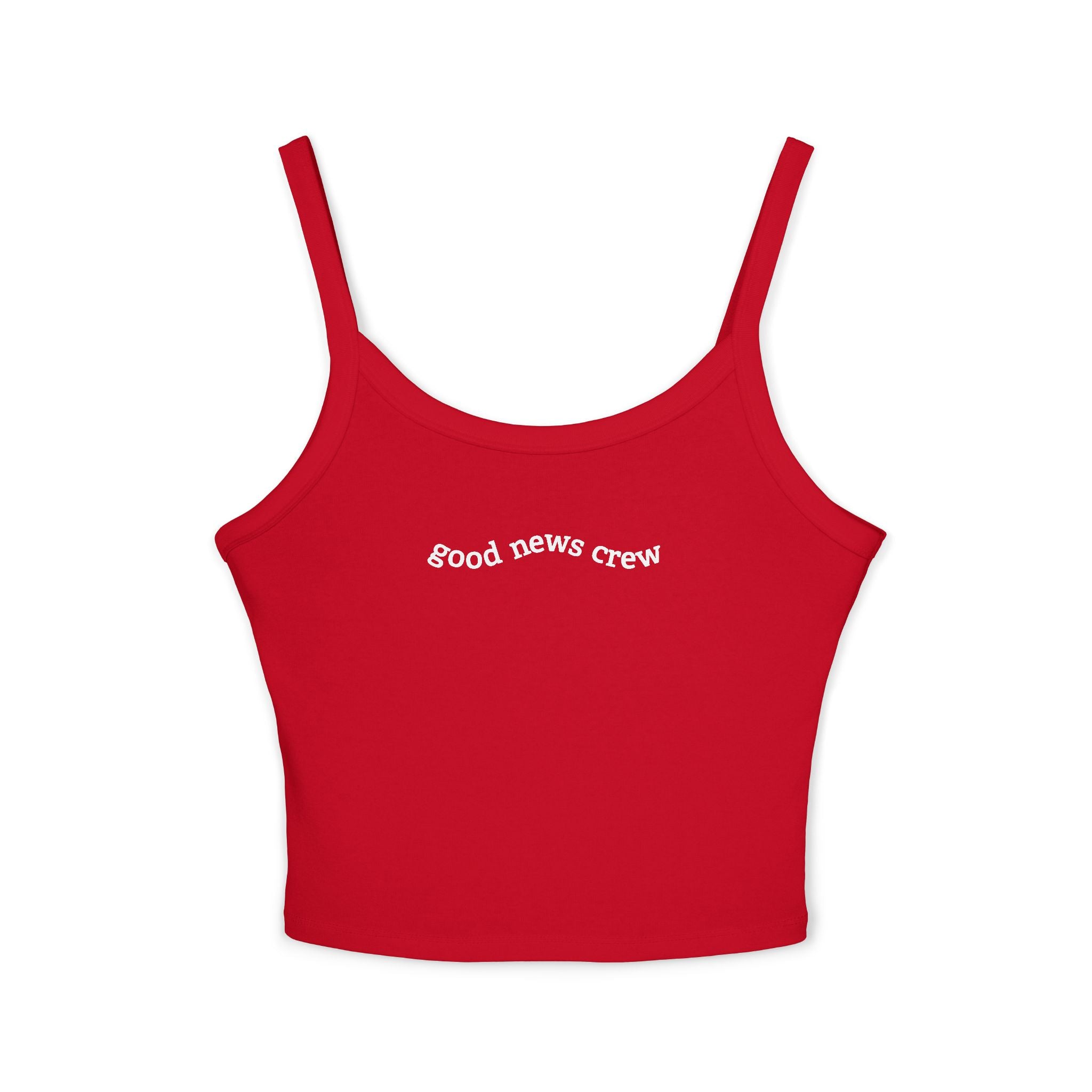 "Good News Crew" Women's Cropped Spaghetti Strap Tank Top