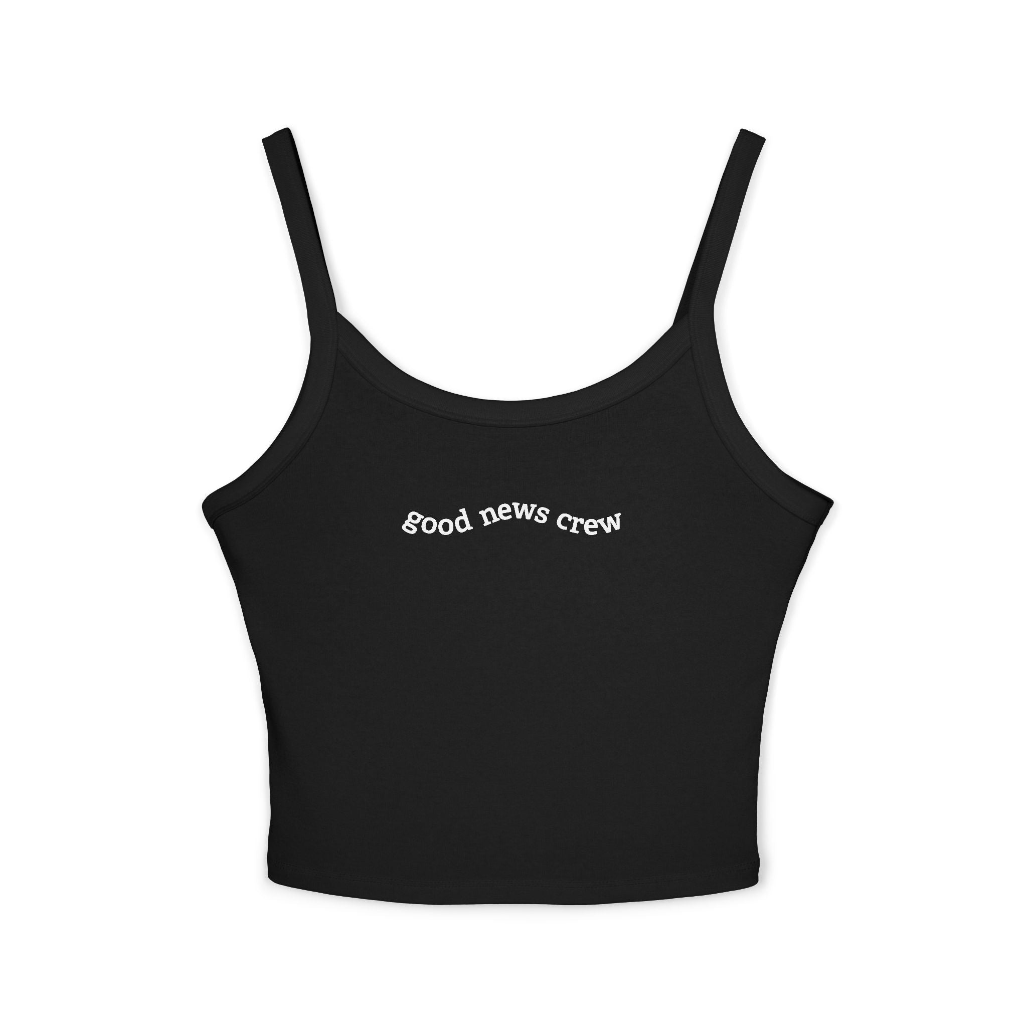 "Good News Crew" Women's Cropped Spaghetti Strap Tank Top