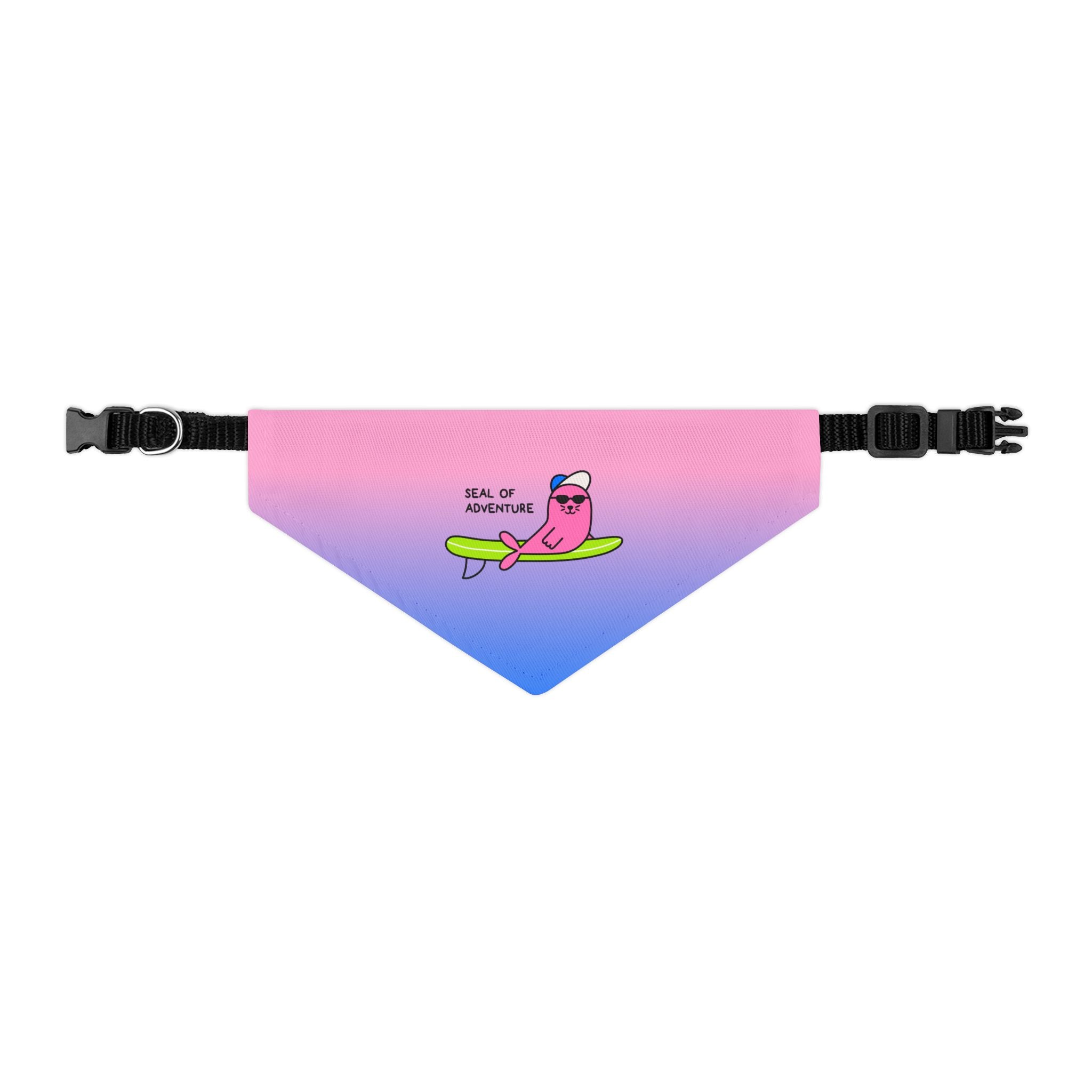 "Seal of Adventure" Pet Bandana with Buckle, Pink/Blue