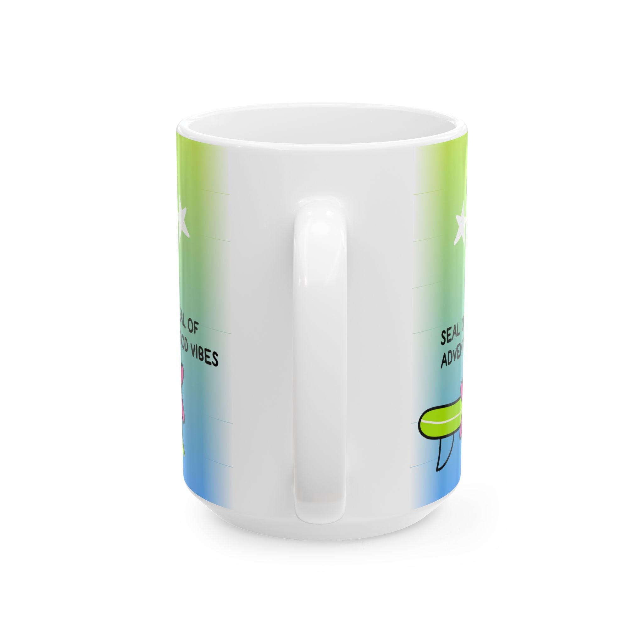 "Three Happy Seals" Mug, Green/Blue