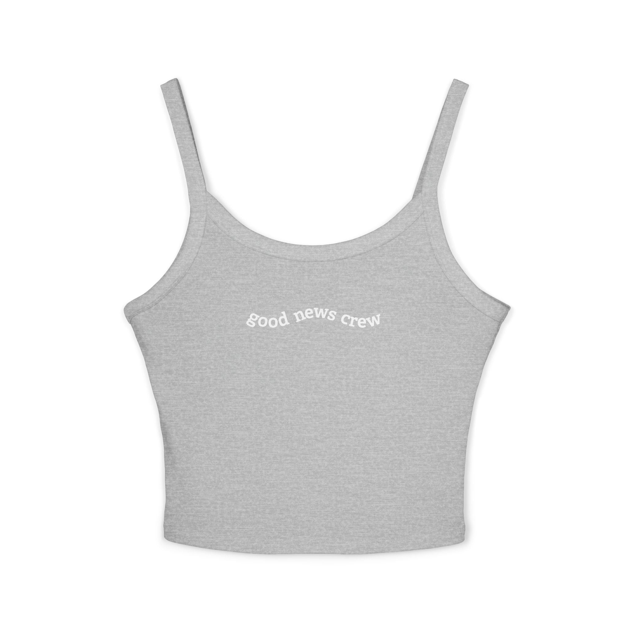 "Good News Crew" Women's Cropped Spaghetti Strap Tank Top