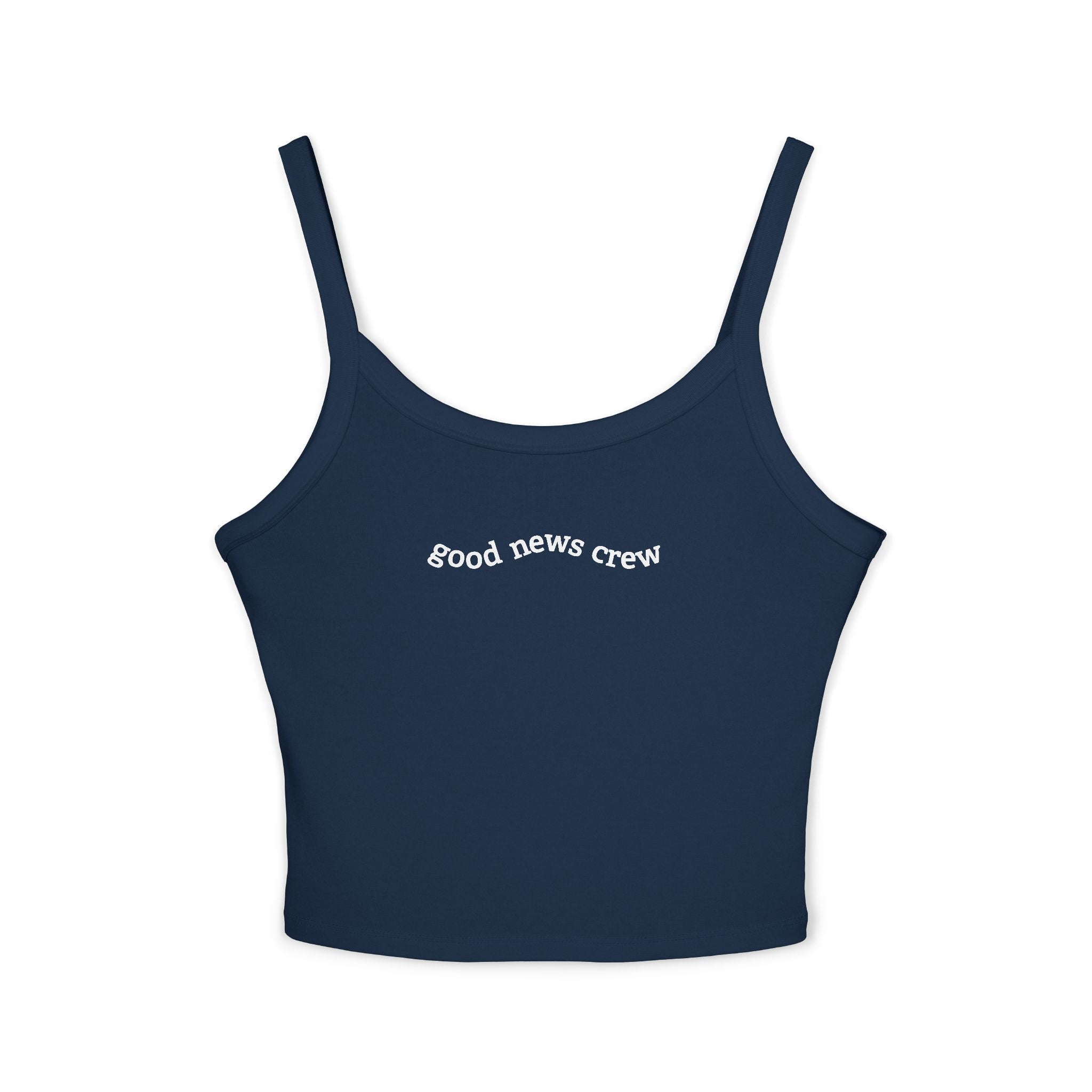 "Good News Crew" Women's Cropped Spaghetti Strap Tank Top