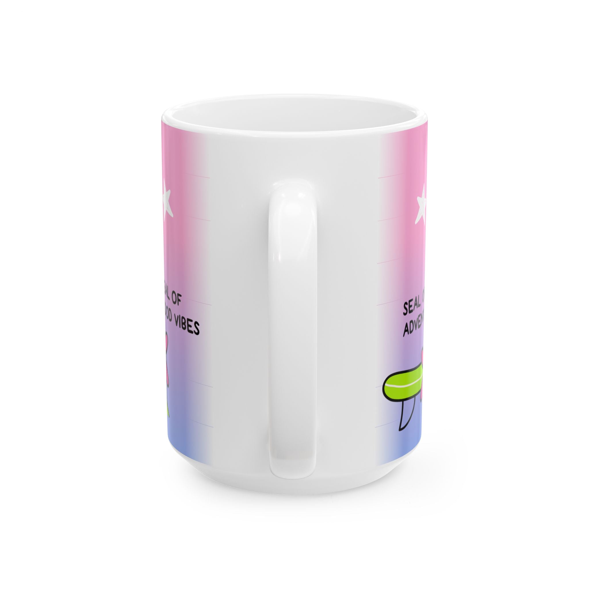 "Three Happy Seals" Mug, Pink/Blue