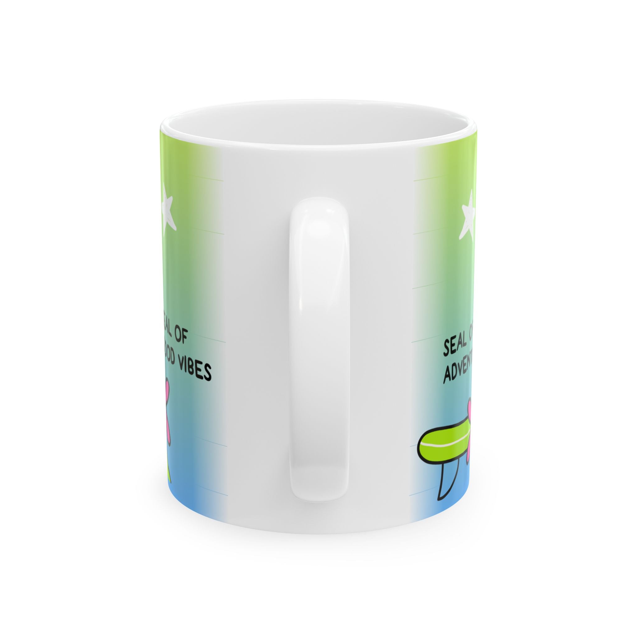 "Three Happy Seals" Mug, Green/Blue