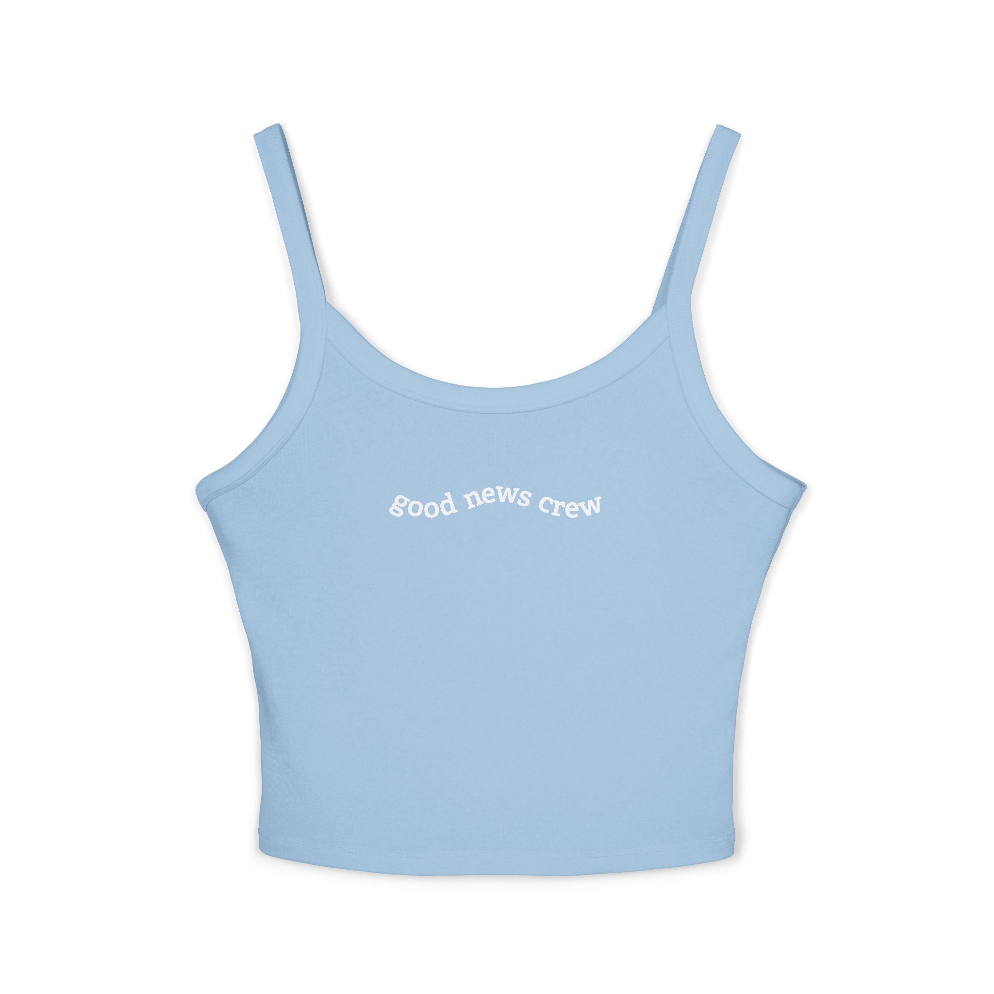 "Good News Crew" Women's Cropped Spaghetti Strap Tank Top