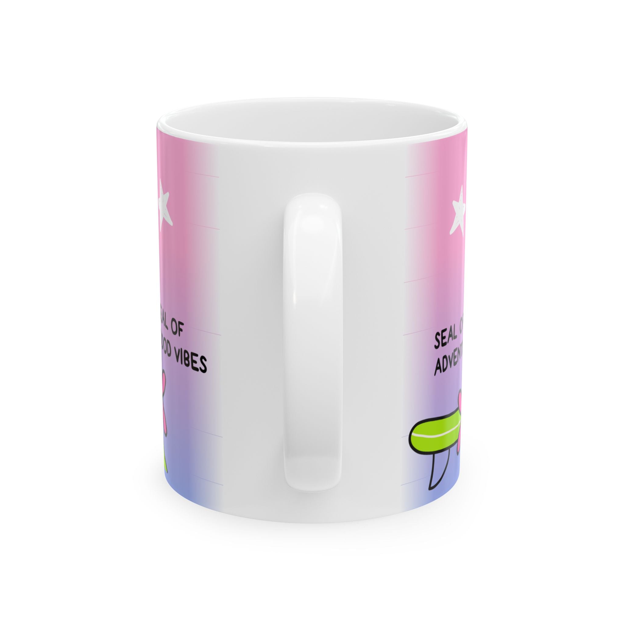 "Three Happy Seals" Mug, Pink/Blue
