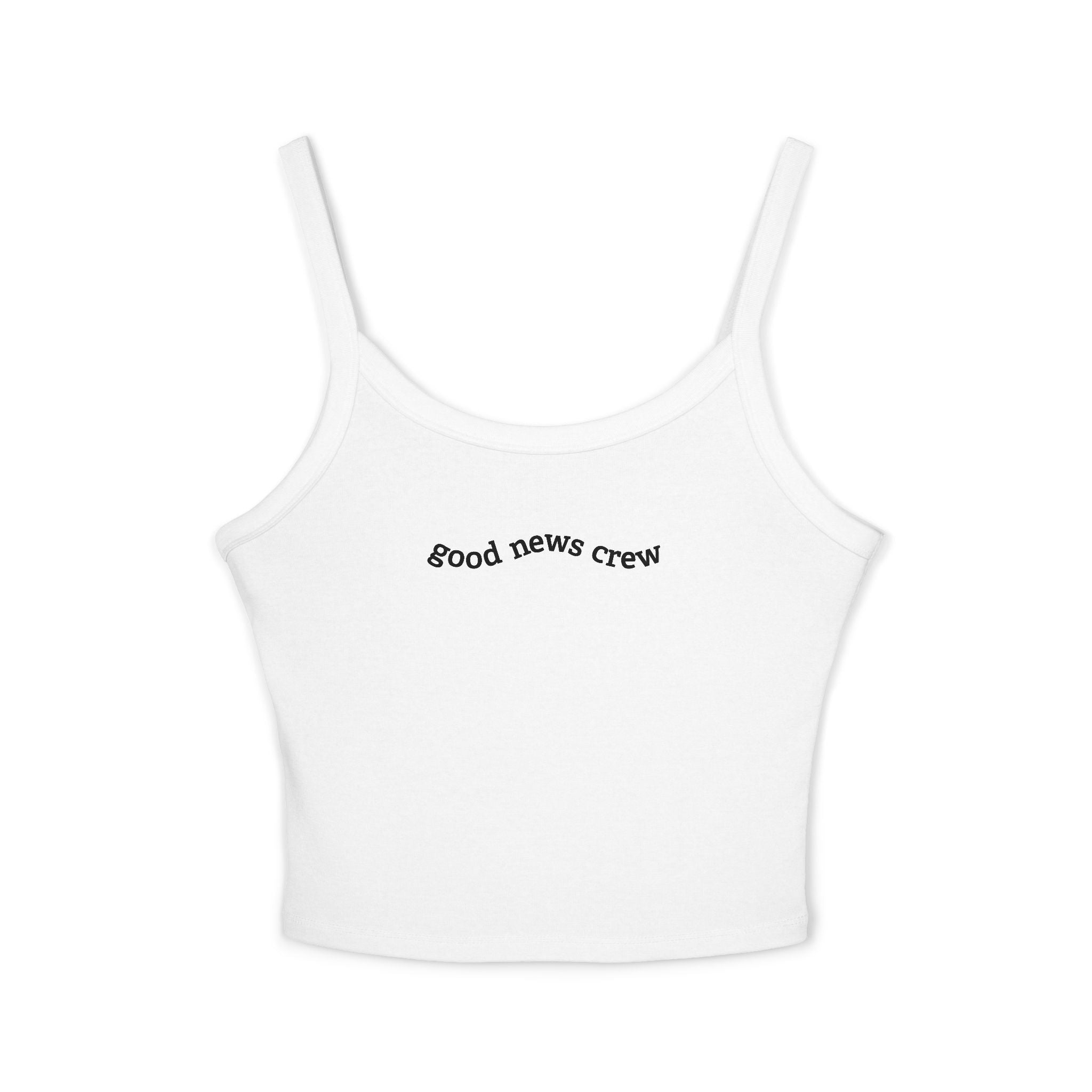 "Good News Crew" Women's Cropped Spaghetti Strap Tank Top