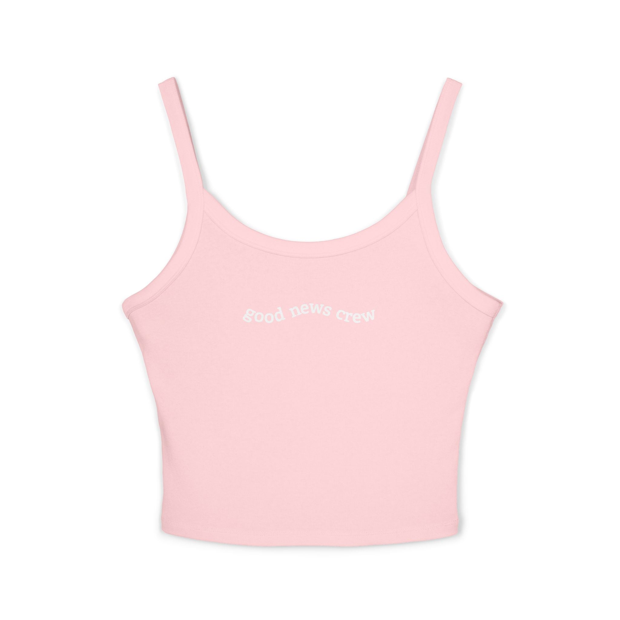 "Good News Crew" Women's Cropped Spaghetti Strap Tank Top