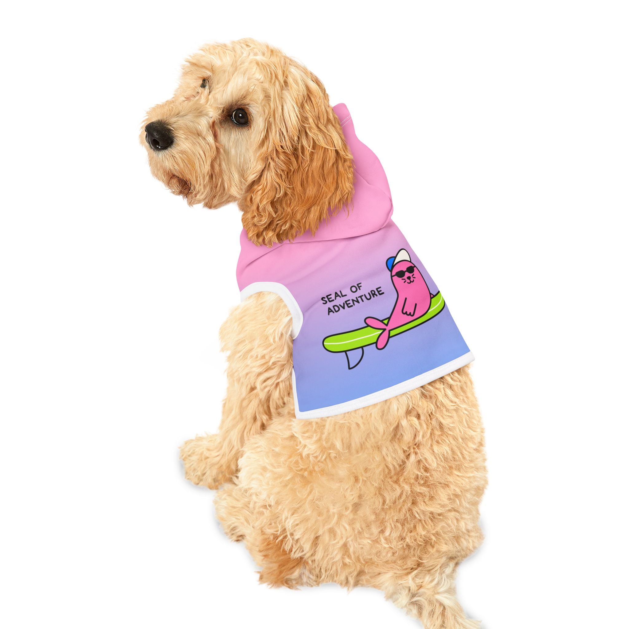 "Seal of Adventure" Pet Hoodie, Pink/Blue