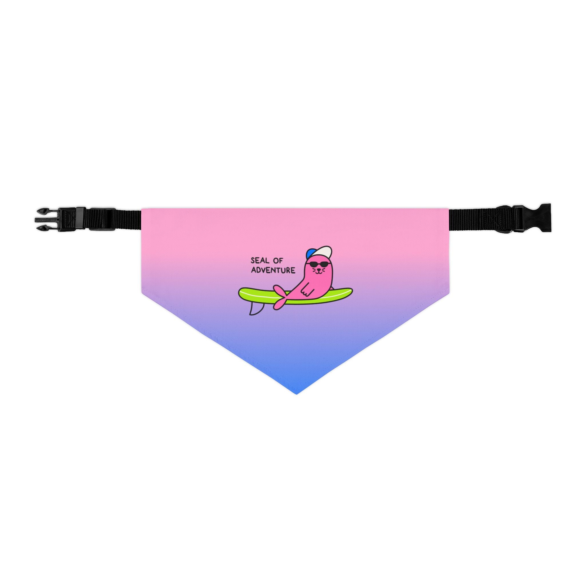 "Seal of Adventure" Pet Bandana with Buckle, Pink/Blue