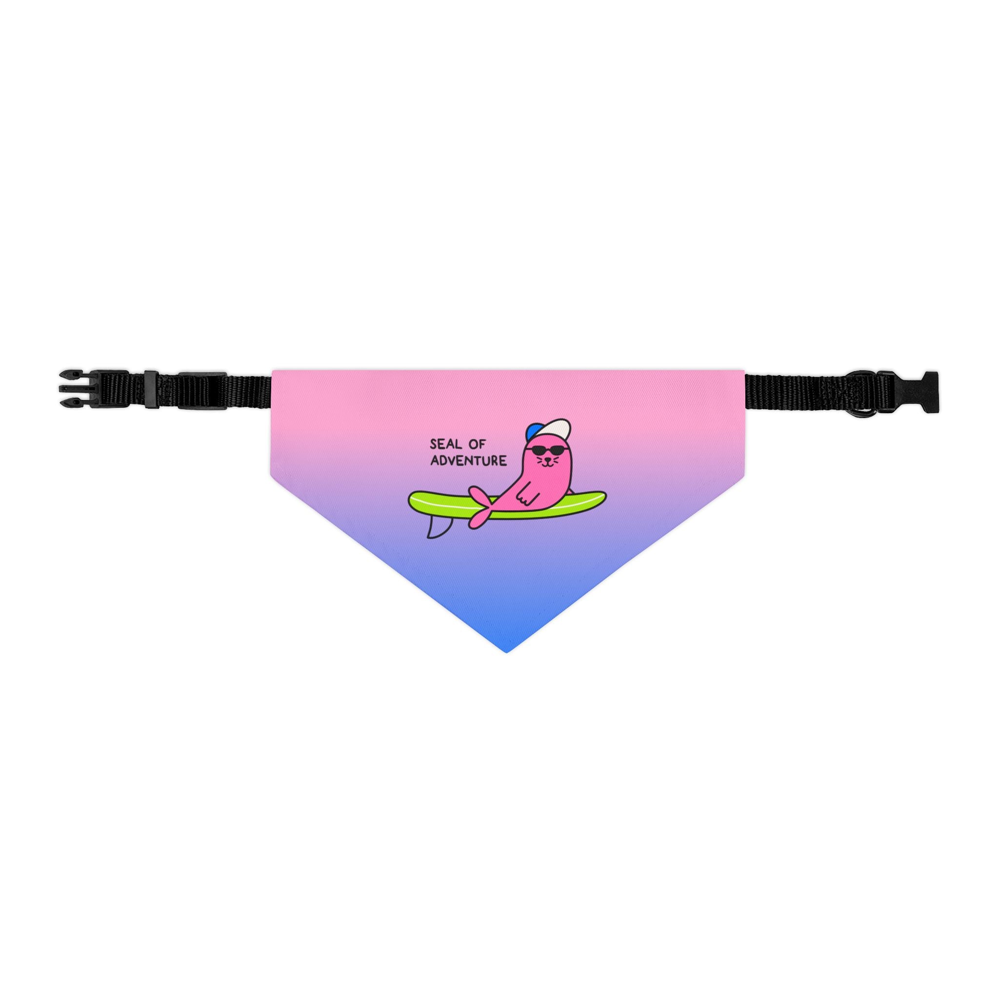 "Seal of Adventure" Pet Bandana with Buckle, Pink/Blue