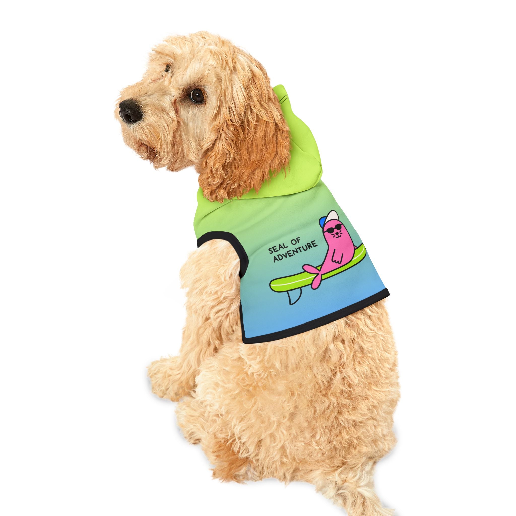 "Seal of Adventure" Pet Hoodie, Green/Blue